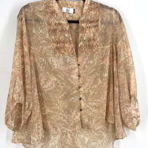 DV by Dolce Vita Chiffon Floral Blush Printed Blouse, Size S